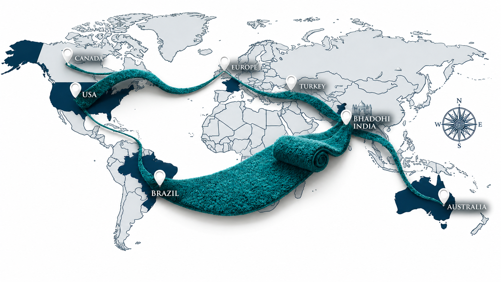 Carpet Connect global presence map